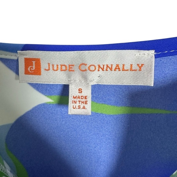 Jude Connally Ruby Dress Small Blue Floral V-Neck Flare Sleeve Midi USA Resort - Picture 7 of 11